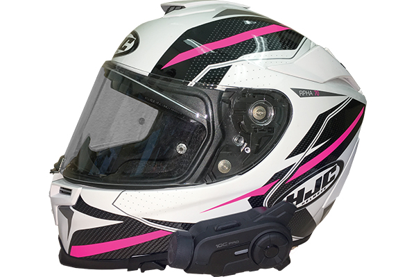Sena 10C Pro installed on an HJC full-face helmet.