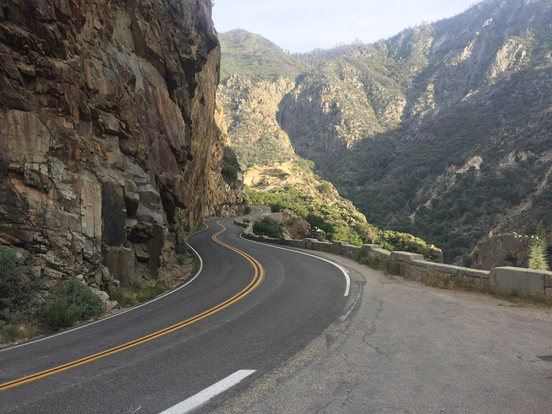 A typical road in Kings Canyon National Park.