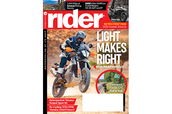 Cover of the June 2019 issue of Rider magazine.