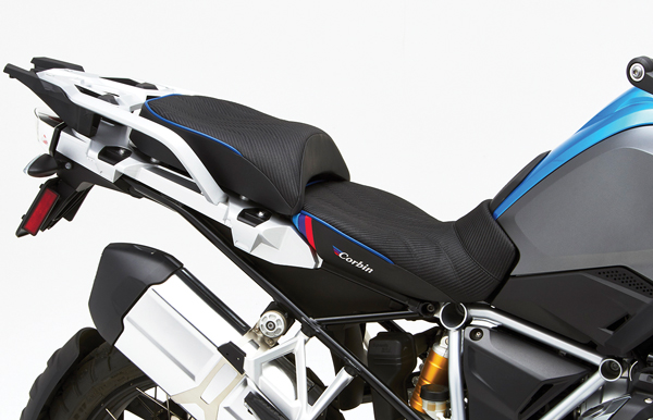 Corbin front and rear saddles on a BMW R 1250 GS.