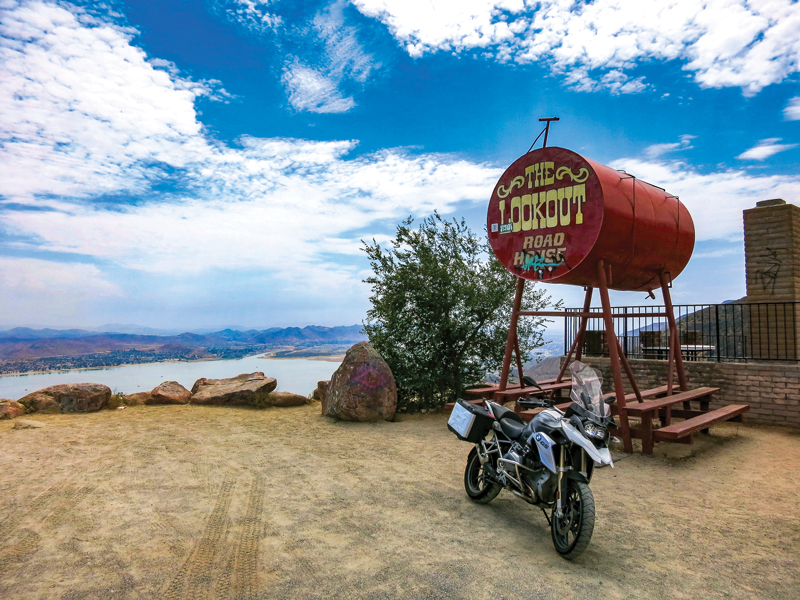 The Lookout high above Lake Elsinore is a popular hangout for motorcyclists.