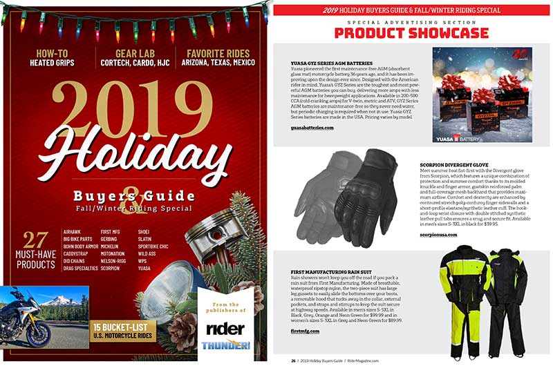 2019 Rider Thunder Press Holiday Buyers Guide