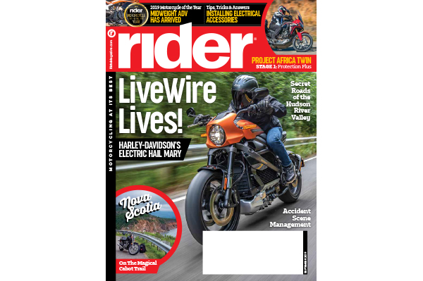Rider magazine September 2019 cover.