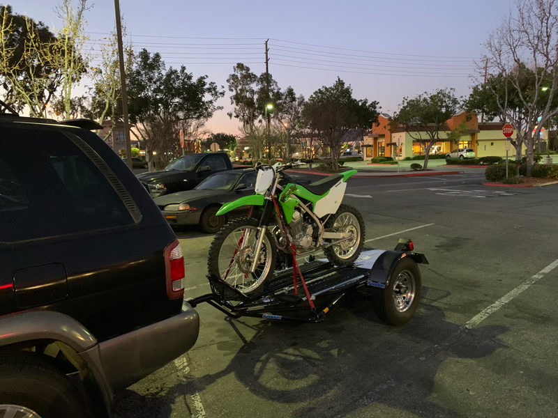 Kendon trailer holding dirt bike