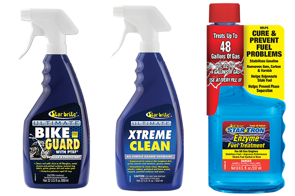 Star Brite Ultimate Bike Guard, Xtreme Clean and Enzyme Fuel Treatment.