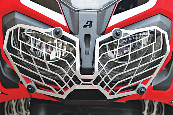 AltRider headlight guard on a Honda Africa Twin.