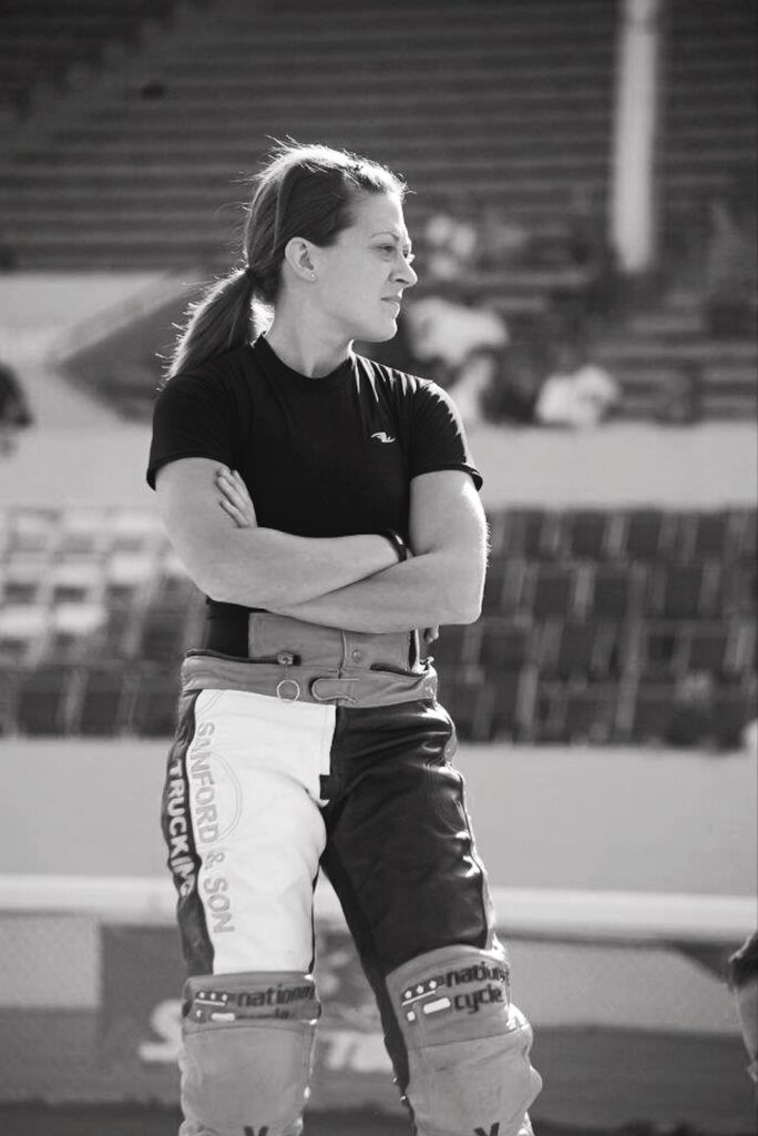 Nichole Cheza Mees flat track racer at Pomona, California