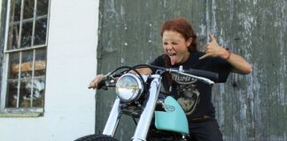 Emmi Cupp and her Triumph Tiger Cub