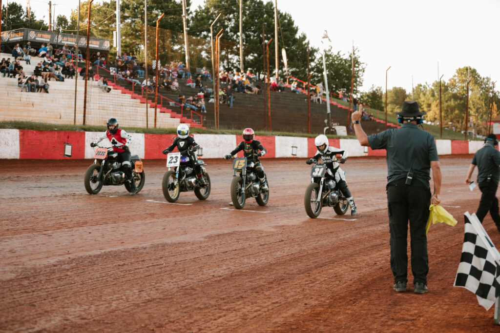 Royal Enfield Build Train Race ladies lined up at the Atlanta Short Track.