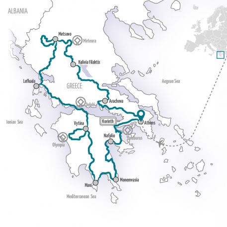 Edelweiss Bike Travel Best of Greece Tour route map