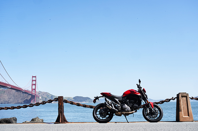 021 Ducati Monster review price red Golden Gate Bridge
