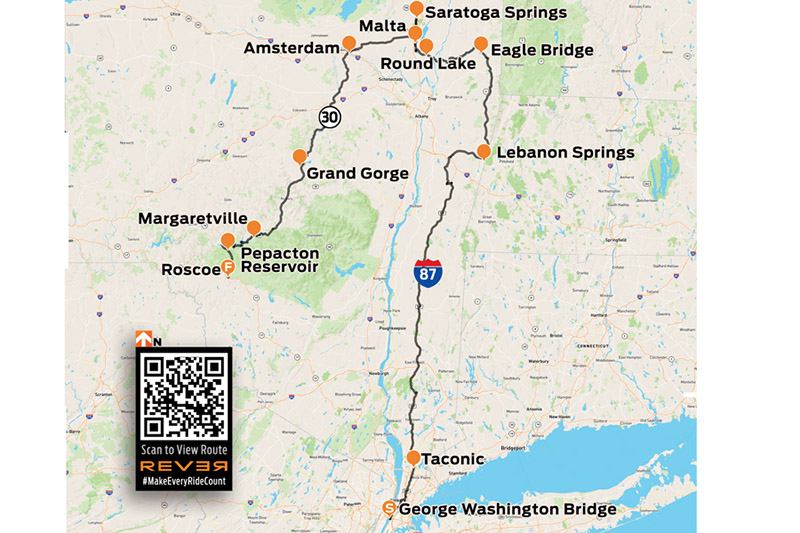 Upstate New York motorcycle tour REVER map
