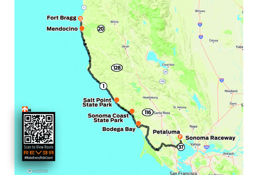 Open Road to Progressive IMS Outdoors Northern California Ride Sonoma Raceway REVER map