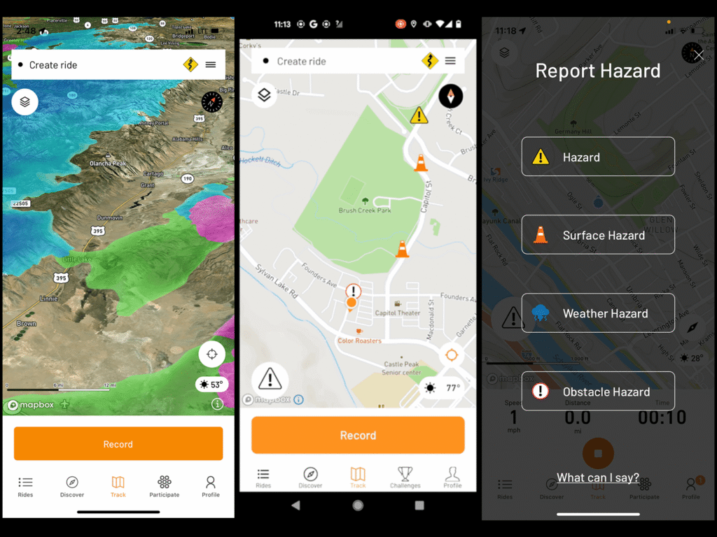 Rider-sourced hazard-reporting app