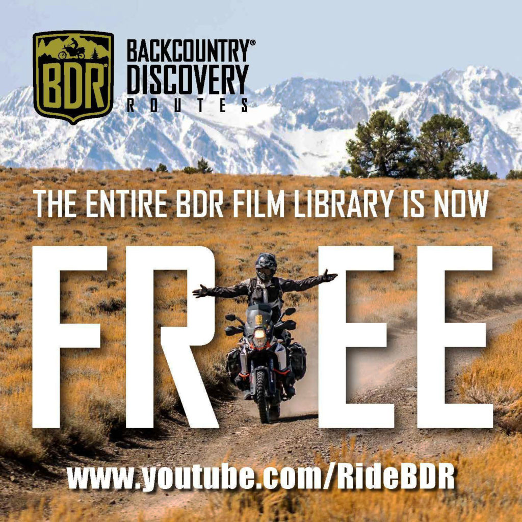 Backcountry Discovery Routes BDR-X Route e biblioteca de filmes BDR do YouTube