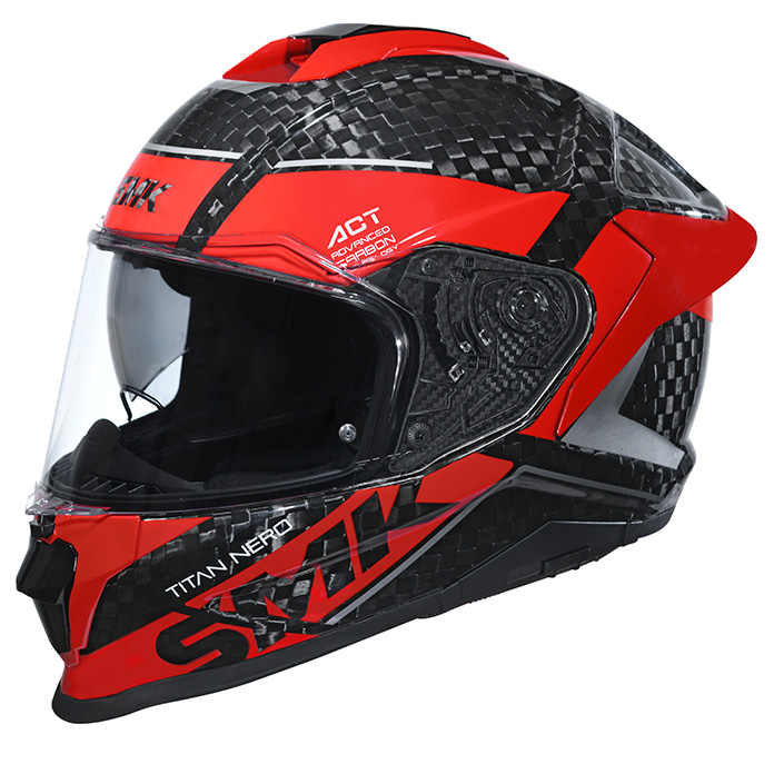 SMK Titan Carbon motorcycle helmet Nero Red