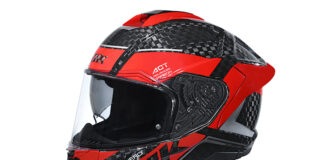SMK Titan Carbon motorcycle helmet Nero red
