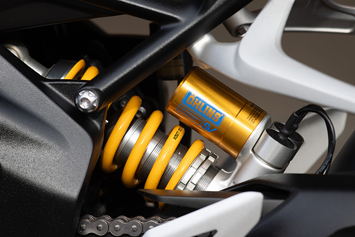 2025 Triumph Speed Triple 1200 RS Review Ohlins shock