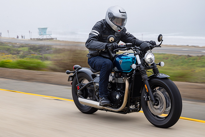 2026 Triumph Bonneville review Bobber action