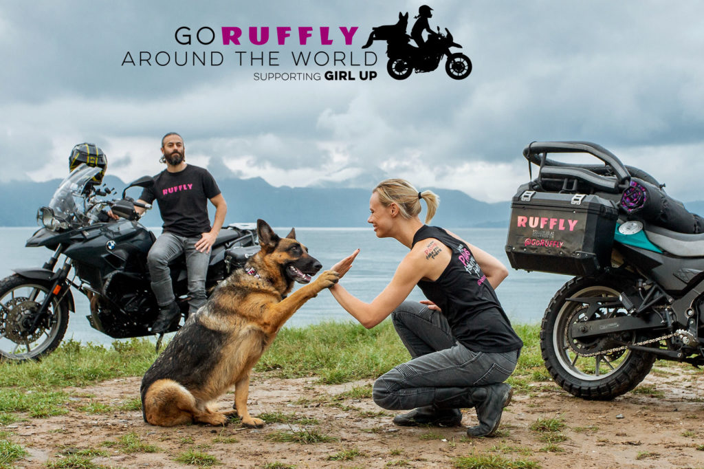 Jess Stone high fives German Shepherd Moxie
