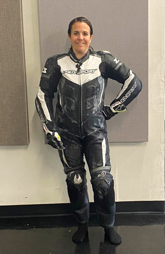 They Lost My Leathers Carly Becker in Worn Suit HER Track Days