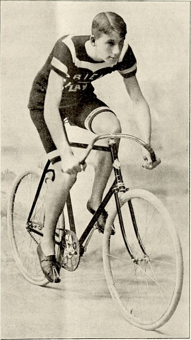 Like many other racing stars, Harry Elkes appeared in ads representing sponsors.  He would die in a horrific accident in 1903 when a pacer rode over him.