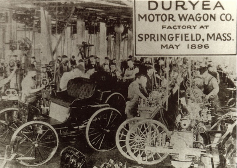 The first American automobile factory was in the same building as Hendee’s bicycle shop