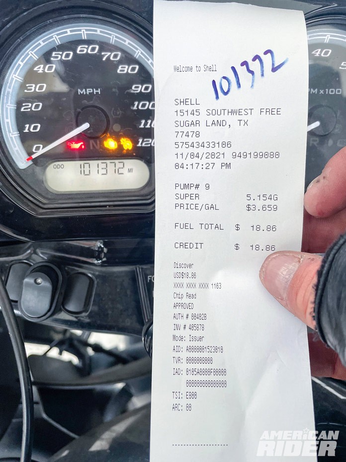 Chris Hopper Iron Butt gas receipt