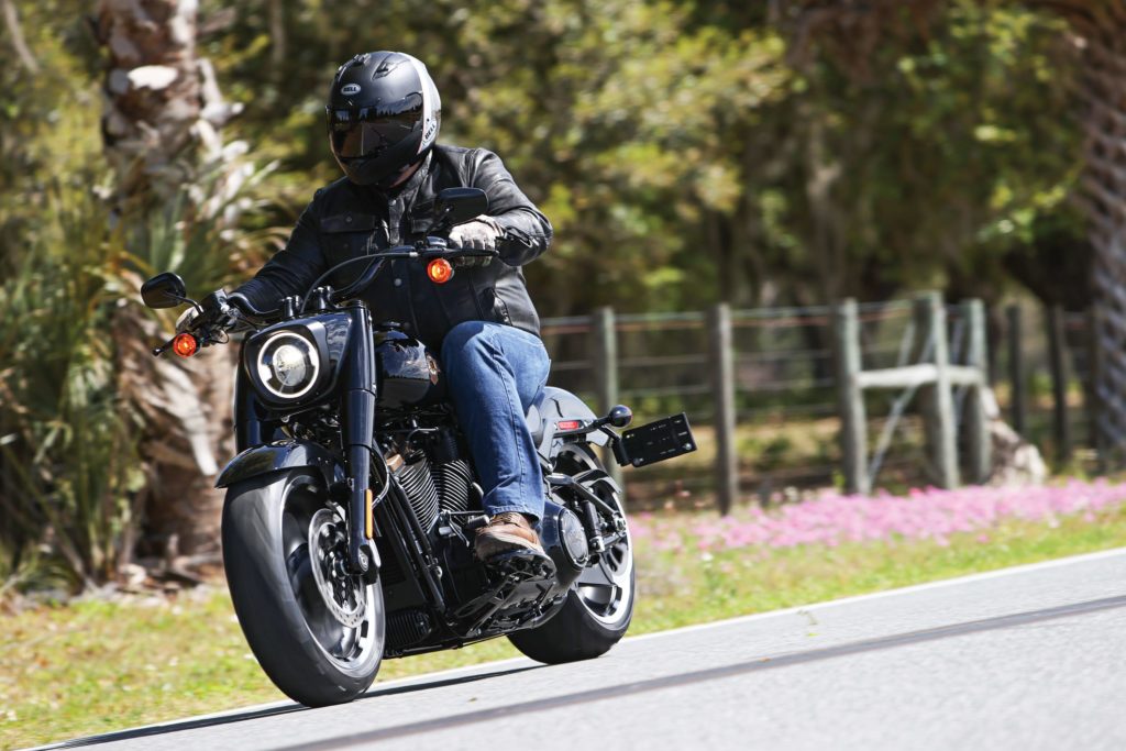 Left: From top to bottom, all three bikes are powered by a version of the Milwaukee-Eight powertrain, ranging from 117 to 107 cubic inches. Above: Word to the wise, don’t peg weight loss goals to the next time you are riding for the camera. Black is a good disguise, just not good enough.