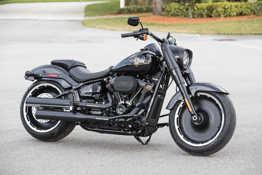 Left: From top to bottom, all three bikes are powered by a version of the Milwaukee-Eight powertrain, ranging from 117 to 107 cubic inches. Above: Word to the wise, don’t peg weight loss goals to the next time you are riding for the camera. Black is a good disguise, just not good enough.
