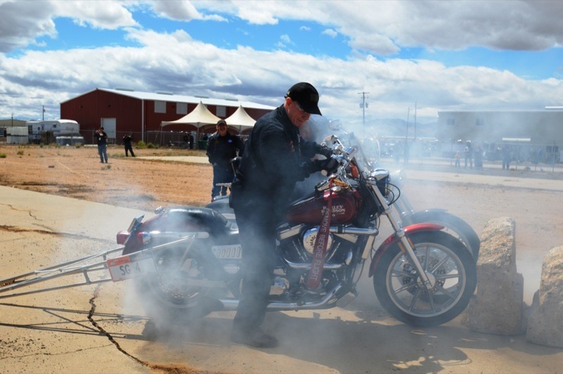 Kelly puts on a smoke show with technician Jesse, who took the win with a blown tire