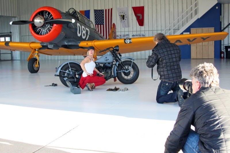 Jessi Combs takes direction during the photo shoot
