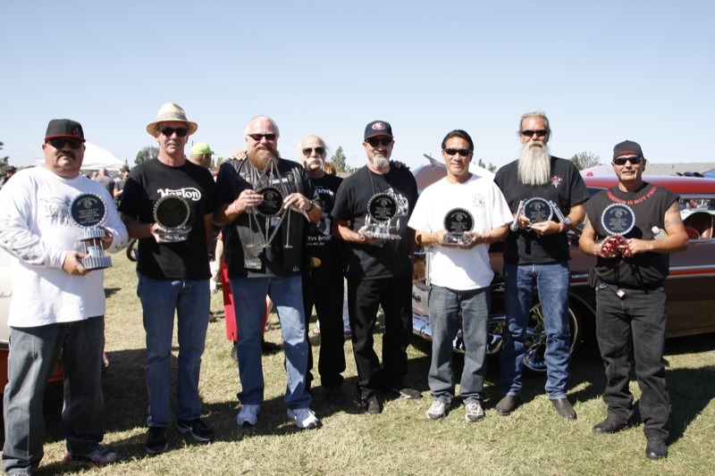 Bike show winners display their custom-made trophies