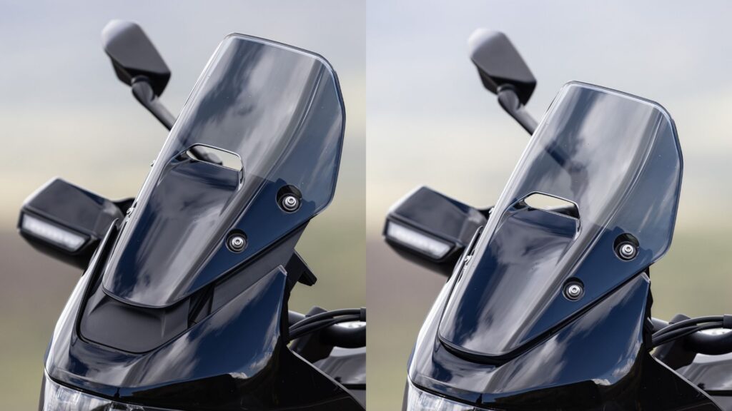 Windscreen displayed in the tall and lowered positions